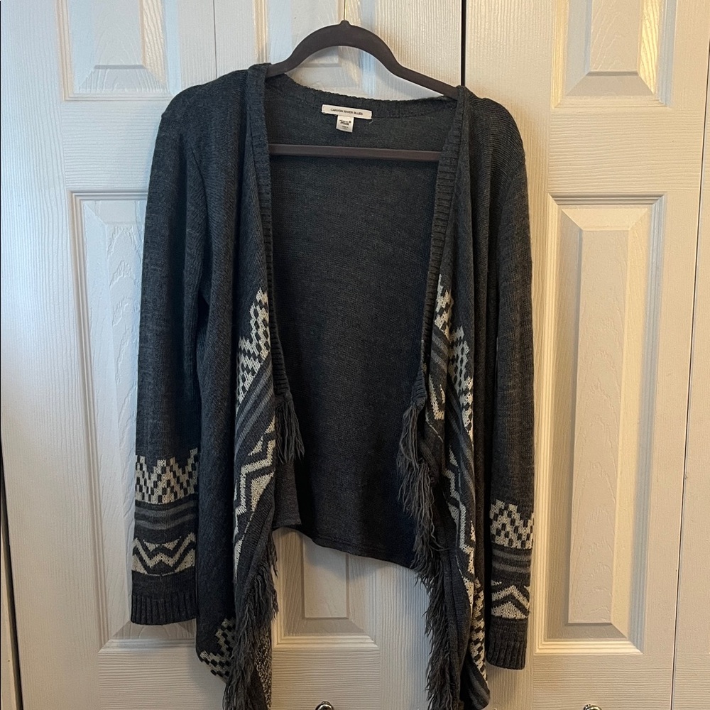 Canyon River Blues Charcoal and Cream Cardigan